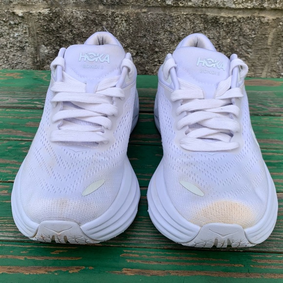HOKA ONE ONE Womens Bondi 8 Sz 7.5 B White Sneakers Shoes Athletic Walking Sport - Picture 8 of 15
